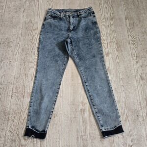 INC International Concepts High Rise Skinny Jeans Acid Wash Raw Hem Blue Size 12